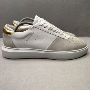 Mens 11 / EU 44 Alma Mater OMEGA Shoes White Gray Leather Premium Sneaker $298